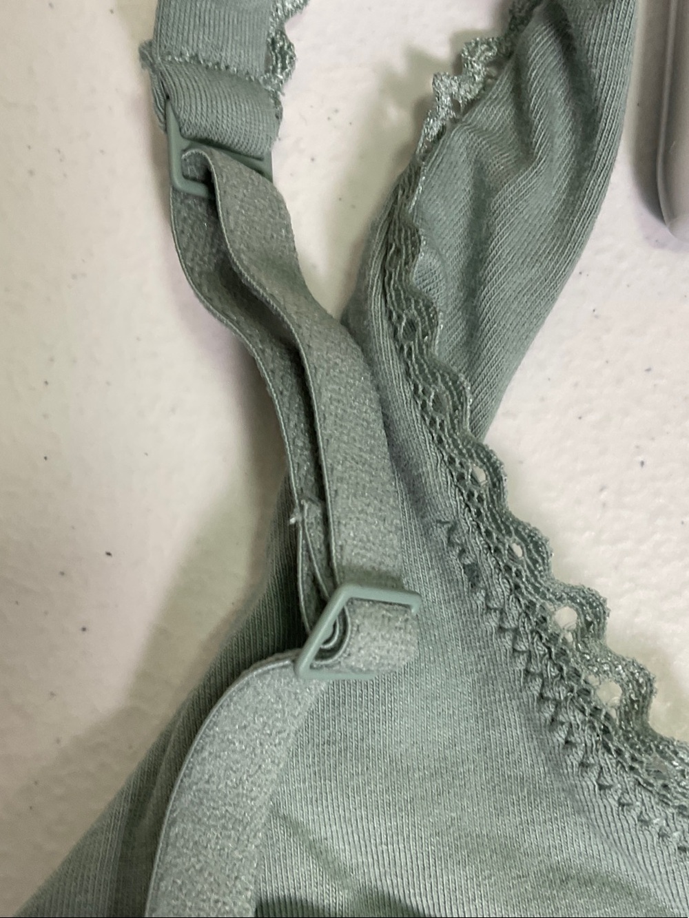 La Coochie Scoop Bralette - Sage with Lace Trim - Picture 6 of 6